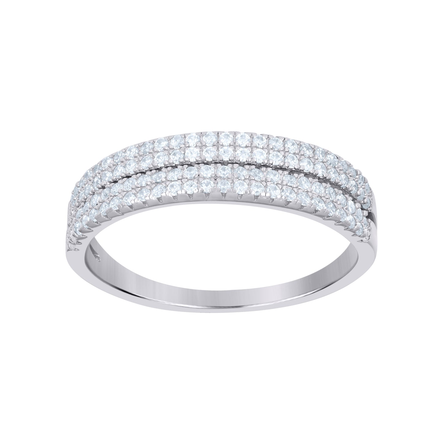 Sterling Silver Women's Cubic-Zirconia Fashion Bridal Anniversary Wedding Engagement Band Ring