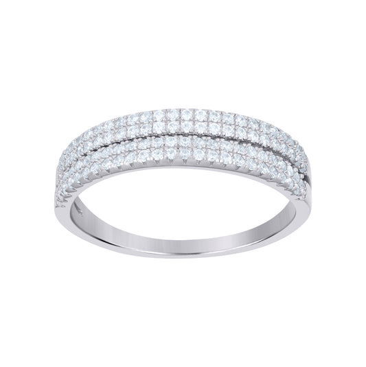 Sterling Silver Women's Cubic-Zirconia Fashion Bridal Anniversary Wedding Engagement Band Ring