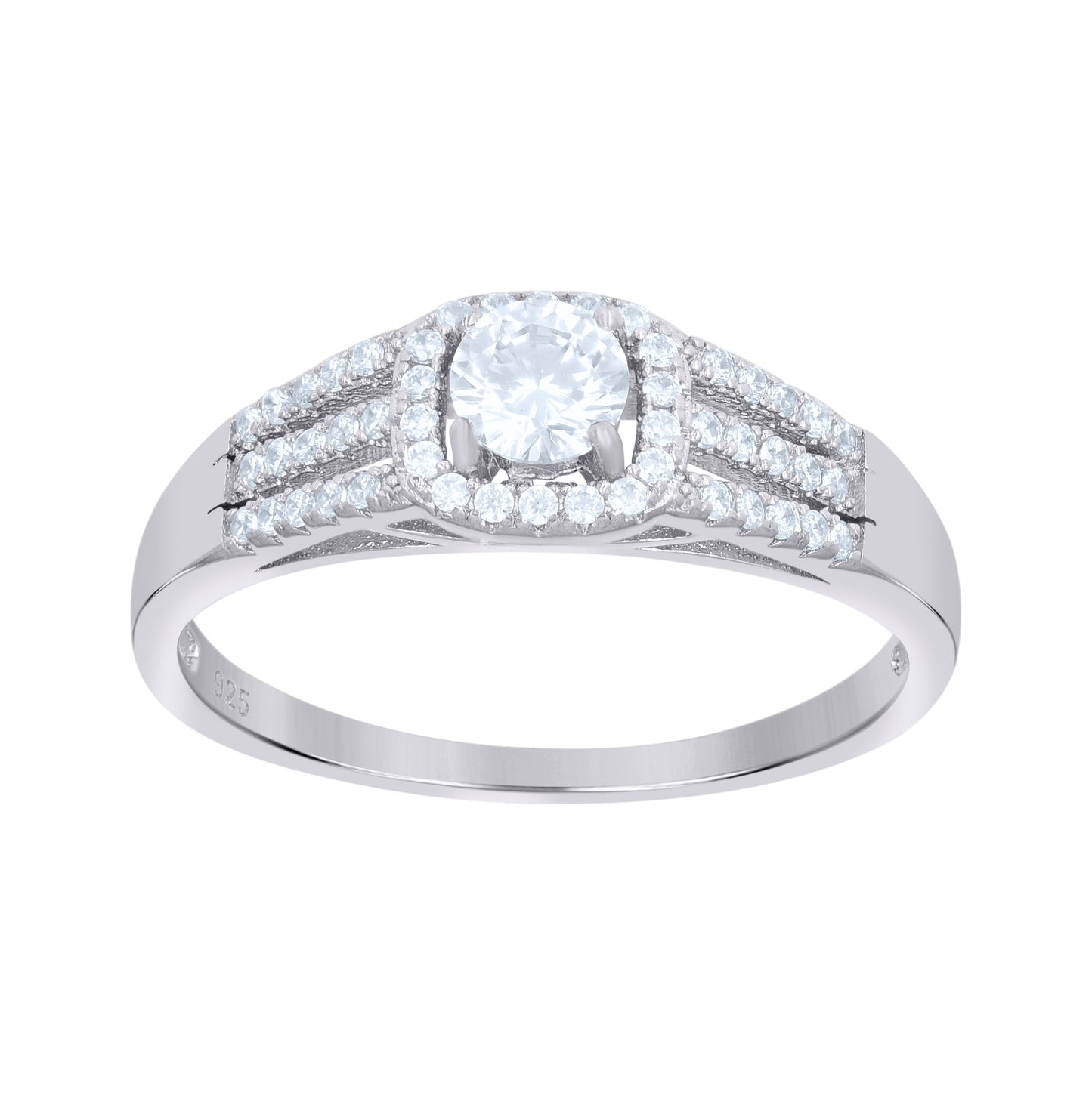 Sterling Silver Women's Cubic-Zirconia Fashion Duo Bridal Anniversary Wedding Engagement Band Ring Set
