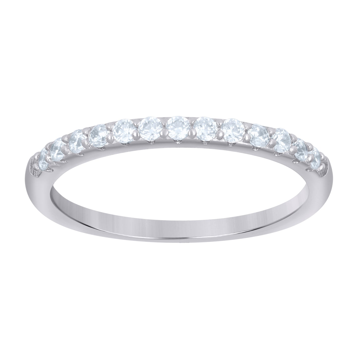 Sterling Silver Womens Princess-Cut Round Cubic-Zirconia Square Head Duo Bridal Anniversary Wedding Engagement Band Ring Set