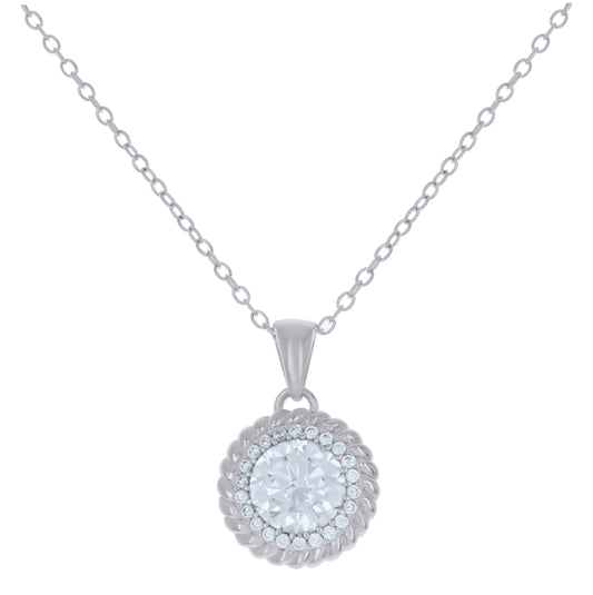 Sterling Silver Womens Cubic-Zirconia Fashion Charm Necklace