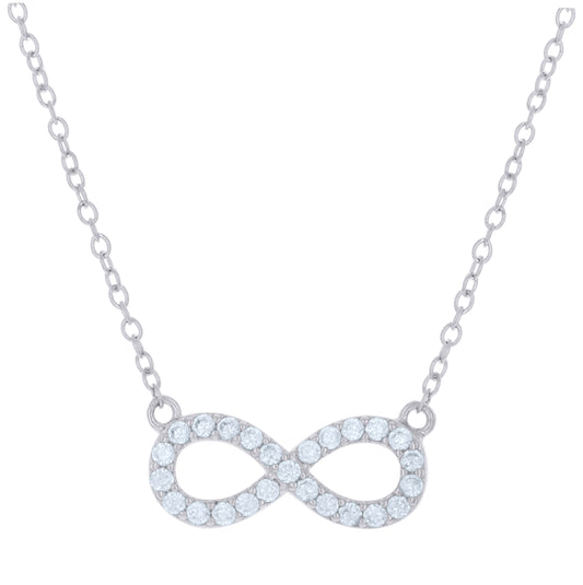 Sterling Silver Womens Cubic-Zirconia Infinity Charm Necklace