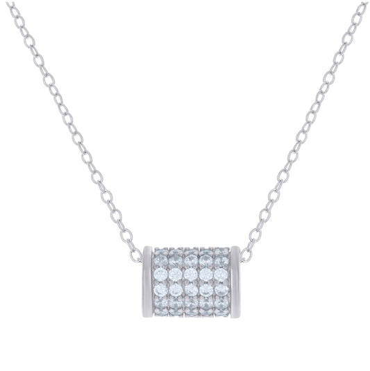 Sterling Silver Womens Cubic-Zirconia Barrel Fashion Charm Necklace
