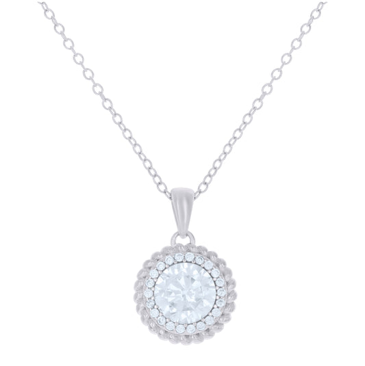 Sterling Silver Womens Cubic-Zirconia Fashion Charm Necklace