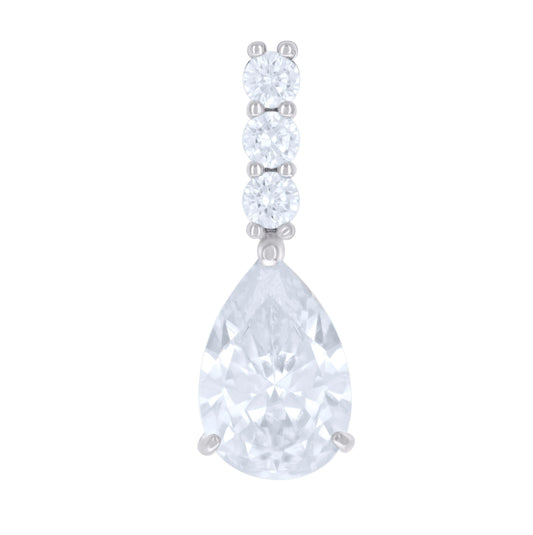 Sterling Silver Womens Pear Round Cubic-Zirconia Tear Drop Fashion Charm Pendant