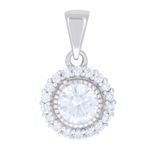 Sterling Silver Womens Cubic-Zirconia Fashion Charm Pendant