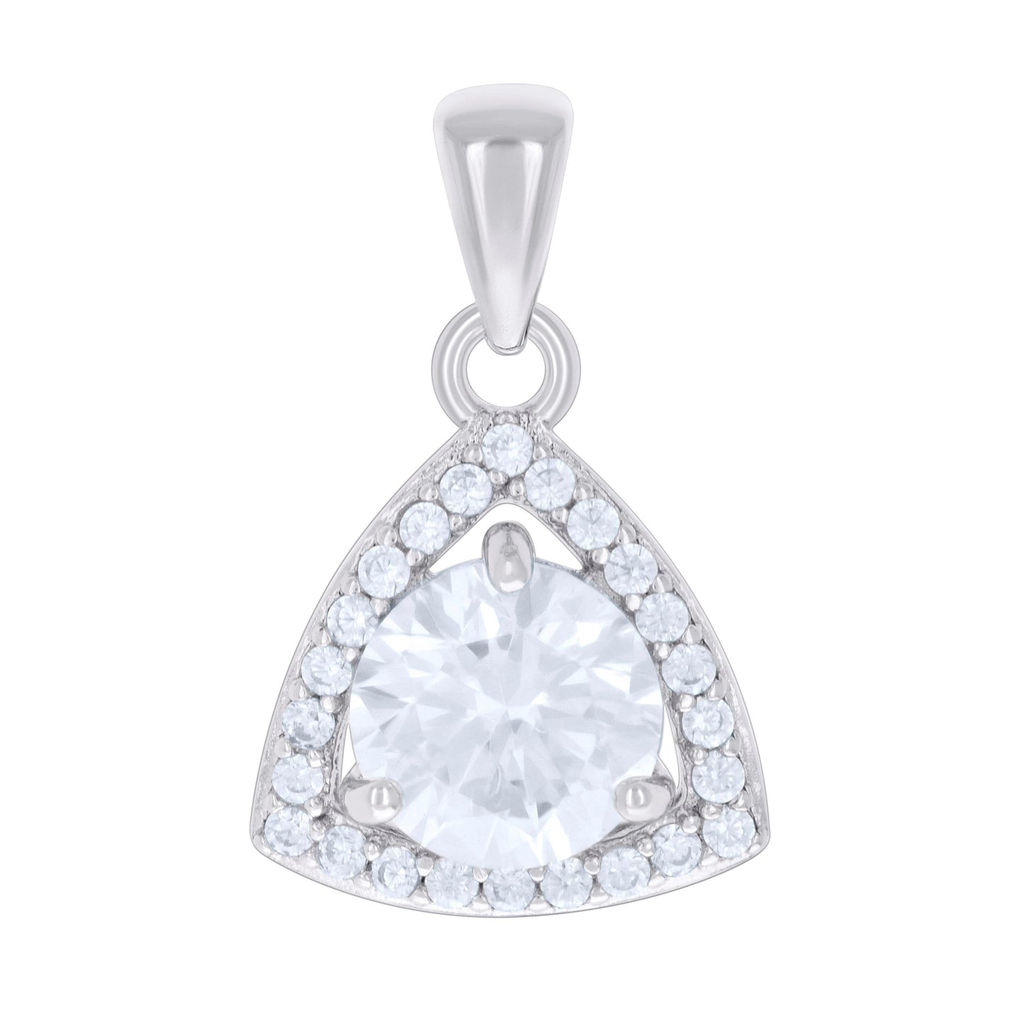 Sterling Silver Womens Cubic-Zirconia Trillion Fashion Charm Pendant