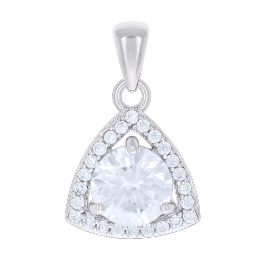 Sterling Silver Womens Cubic-Zirconia Trillion Fashion Charm Pendant