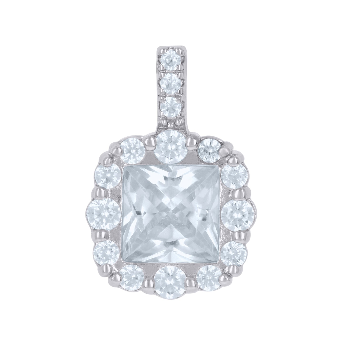 Sterling Silver Womens Princess-Cut Round Cubic-Zirconia Fashion Charm Pendant