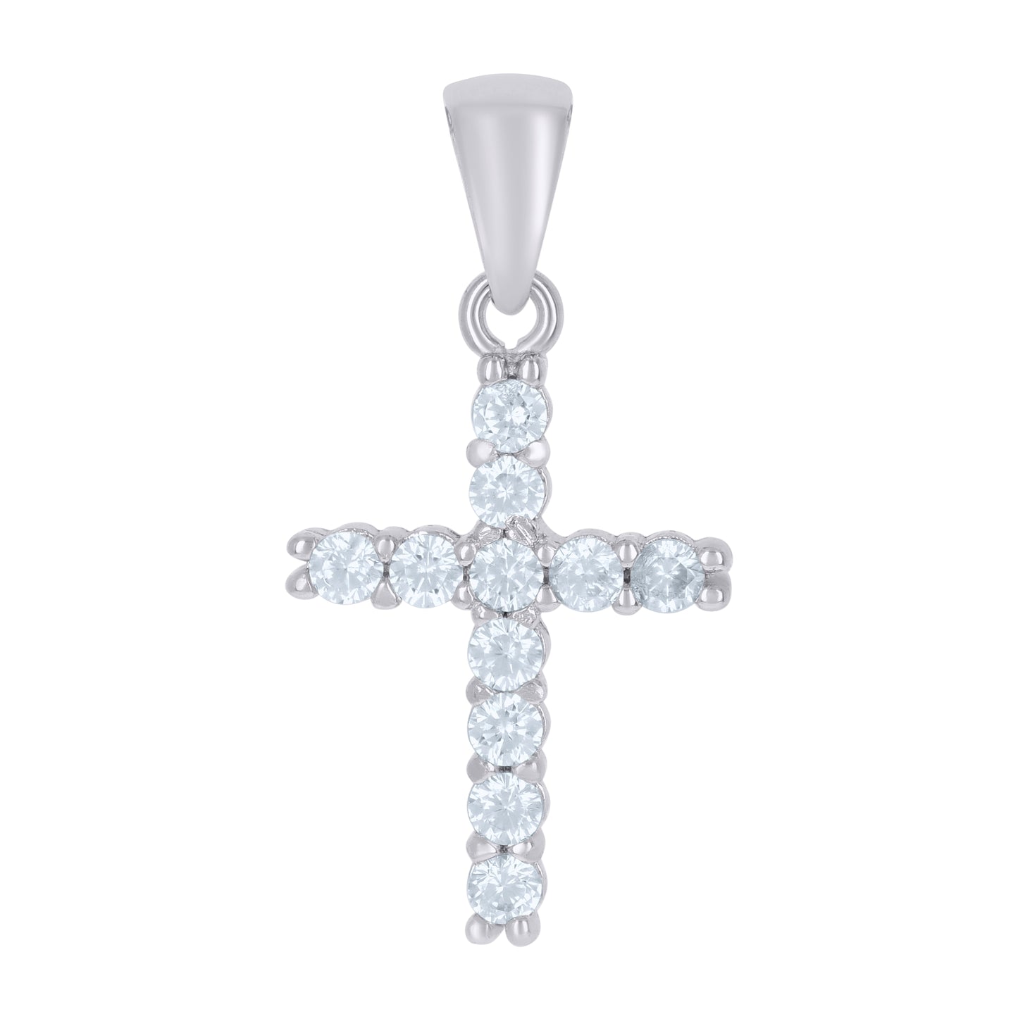 Sterling Silver Womens Cubic-Zirconia Cross Religious Charm Pendant