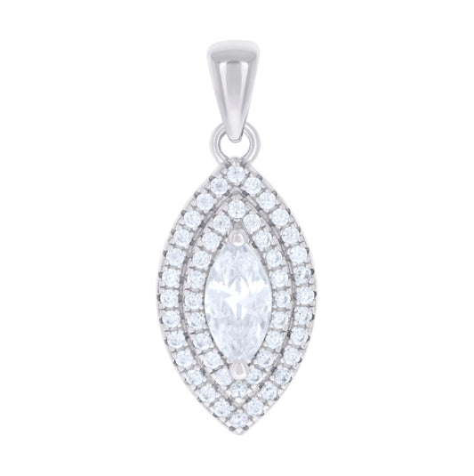 Sterling Silver Womens Marquise Round Cubic-Zirconia Fashion Charm Pendant
