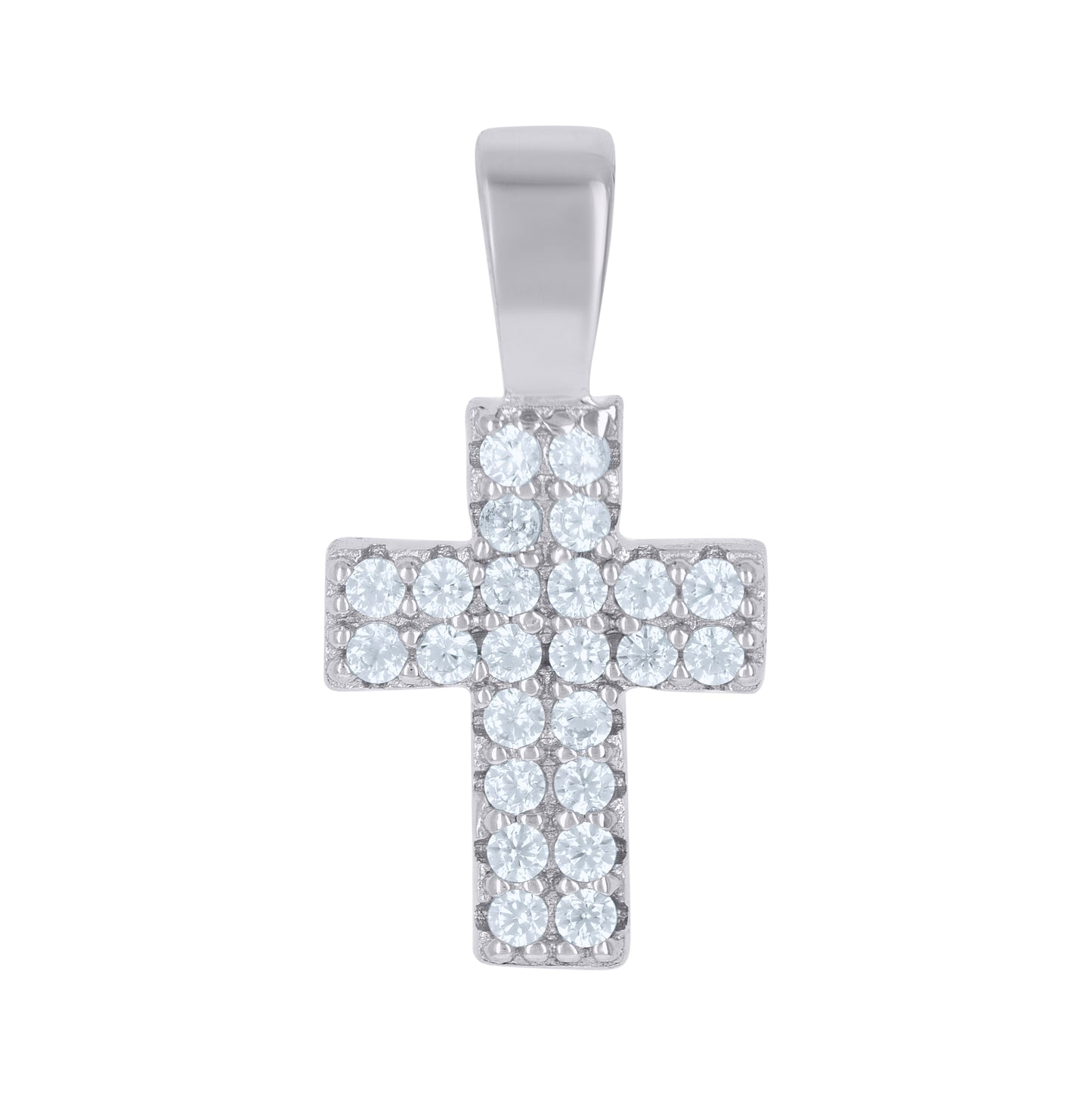 Sterling Silver Womens Cubic-Zirconia Cross Religious Charm Pendant