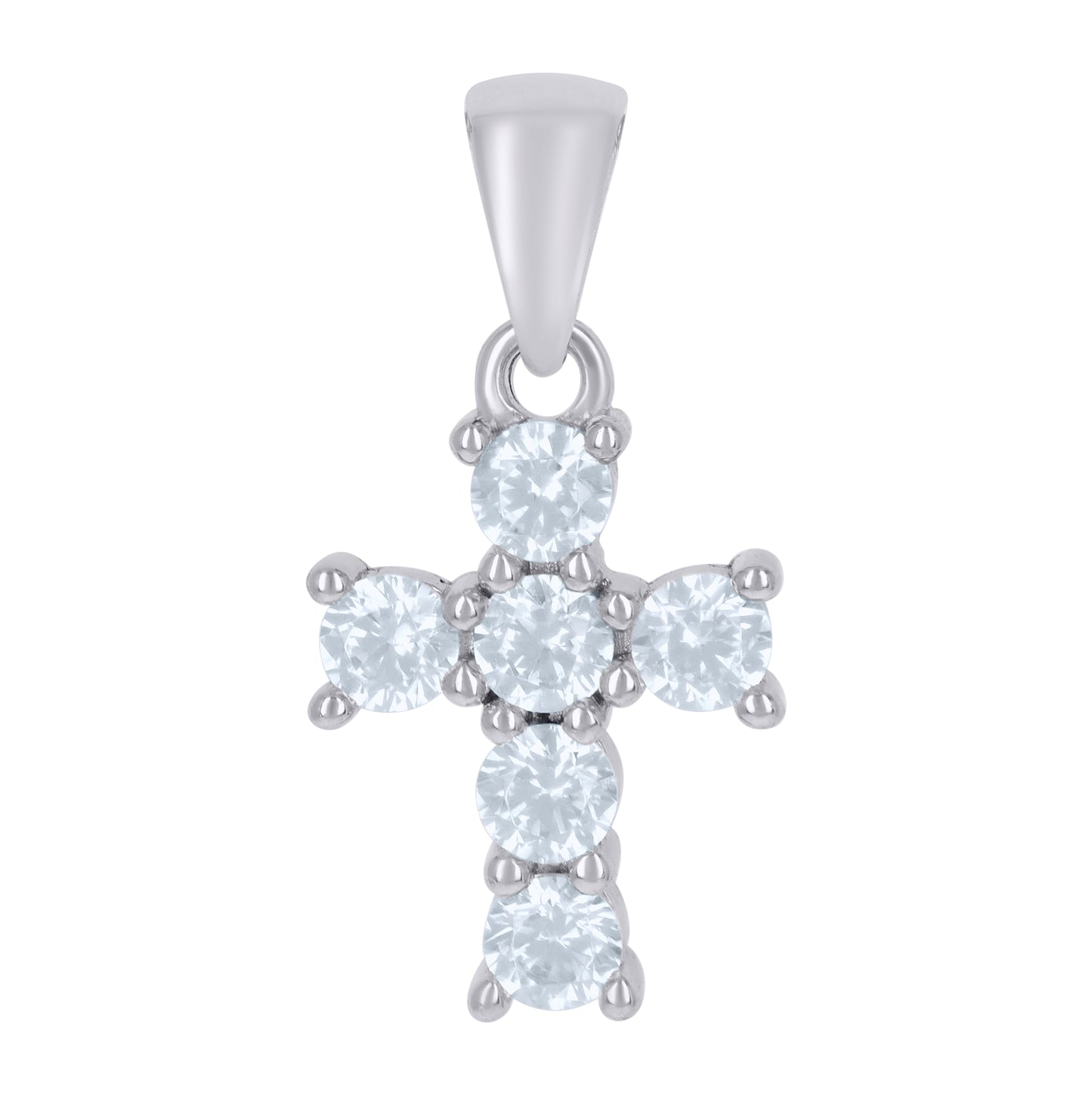 Sterling Silver Womens Cubic-Zirconia Cross Religious Charm Pendant