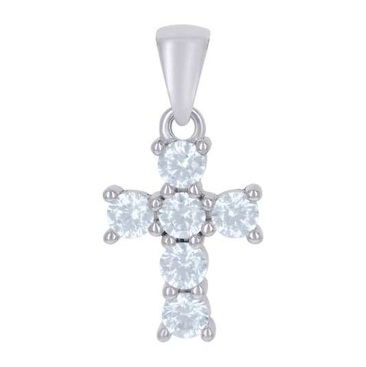 Sterling Silver Womens Cubic-Zirconia Cross Religious Charm Pendant