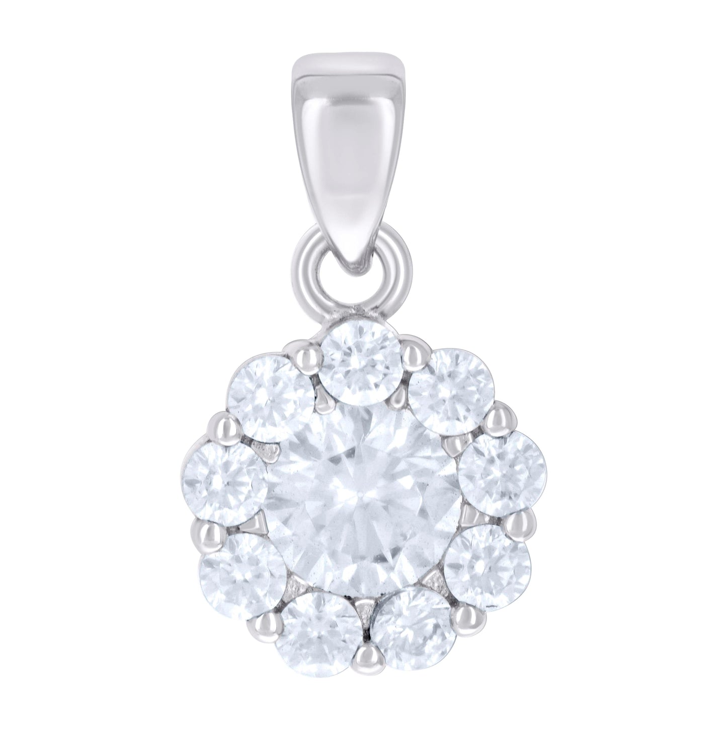 Sterling Silver Womens Cubic-Zirconia Flower Fashion Charm Pendant