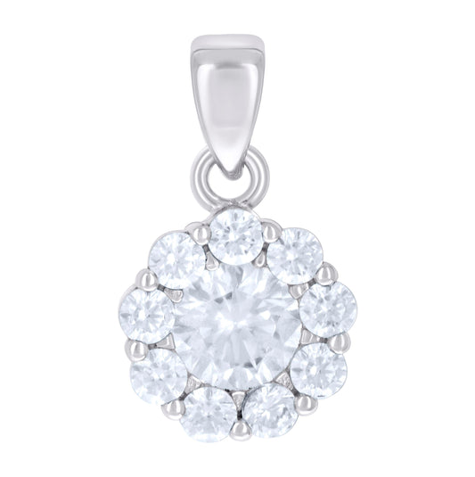 Sterling Silver Womens Cubic-Zirconia Flower Fashion Charm Pendant