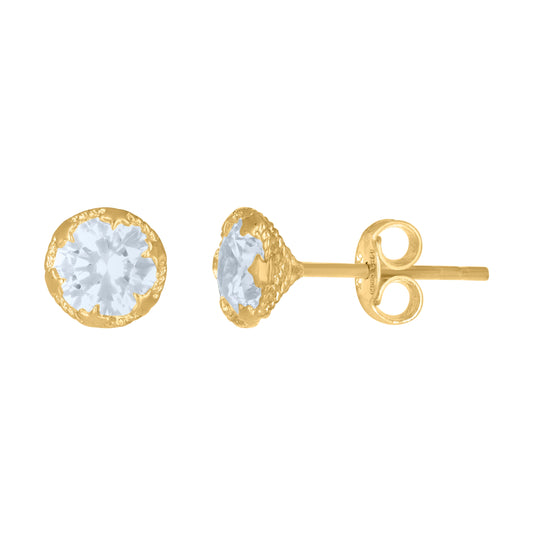 14K Yellow Gold Womens Cubic-Zirconia 6mm Fashion Stud Earrings