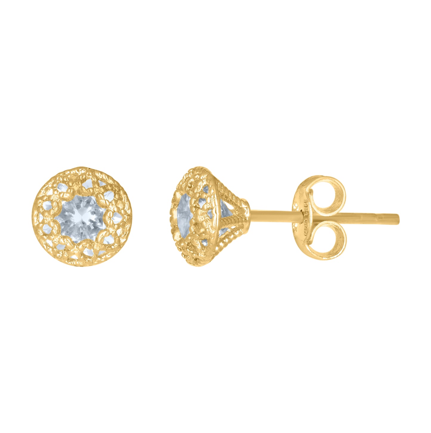 14K Yellow Gold Womens Cubic-Zirconia 6mm Fashion Stud Earrings