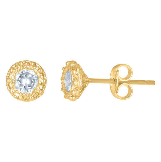 14K Yellow Gold Womens Cubic-Zirconia 6mm Fashion Stud Earrings