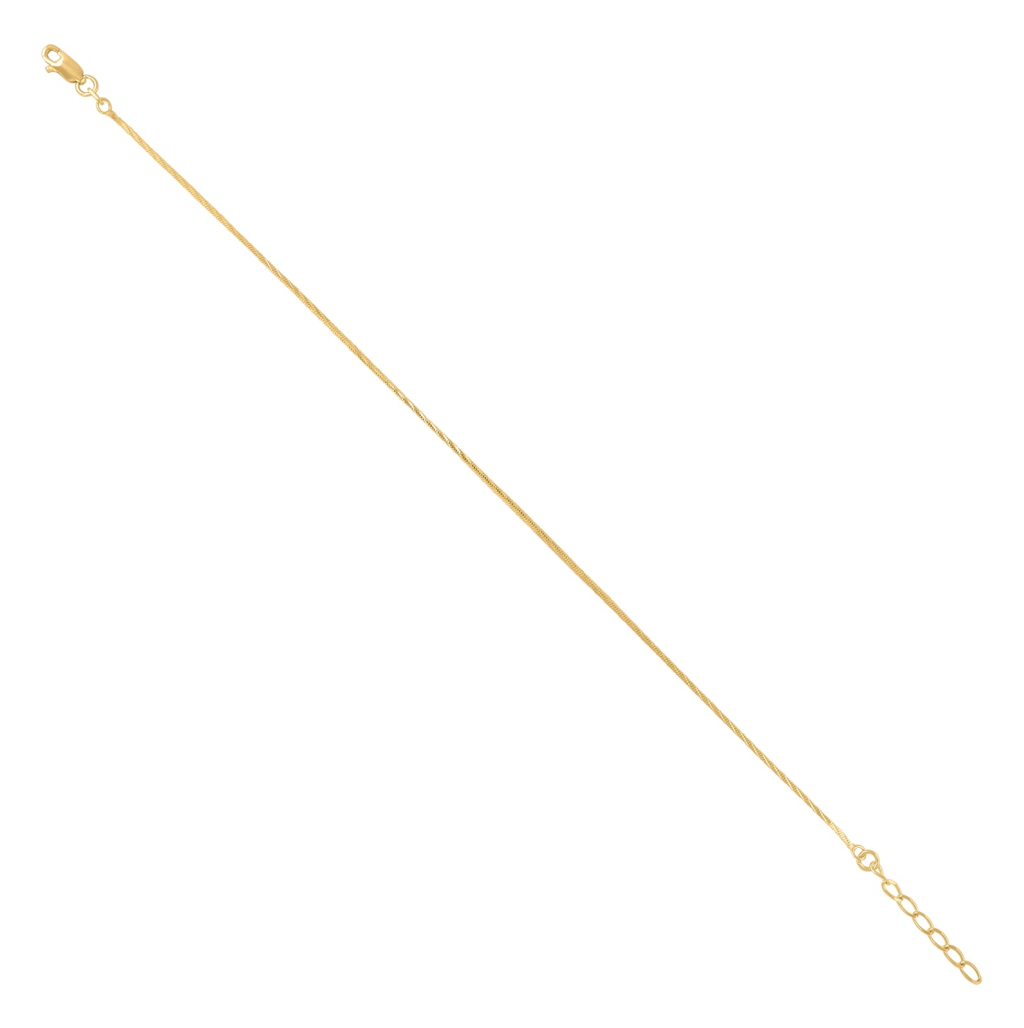 Sterling Silver Yellow-Tone Womens Snake Chain Anklet 0.9 mm Size 10 Inches
