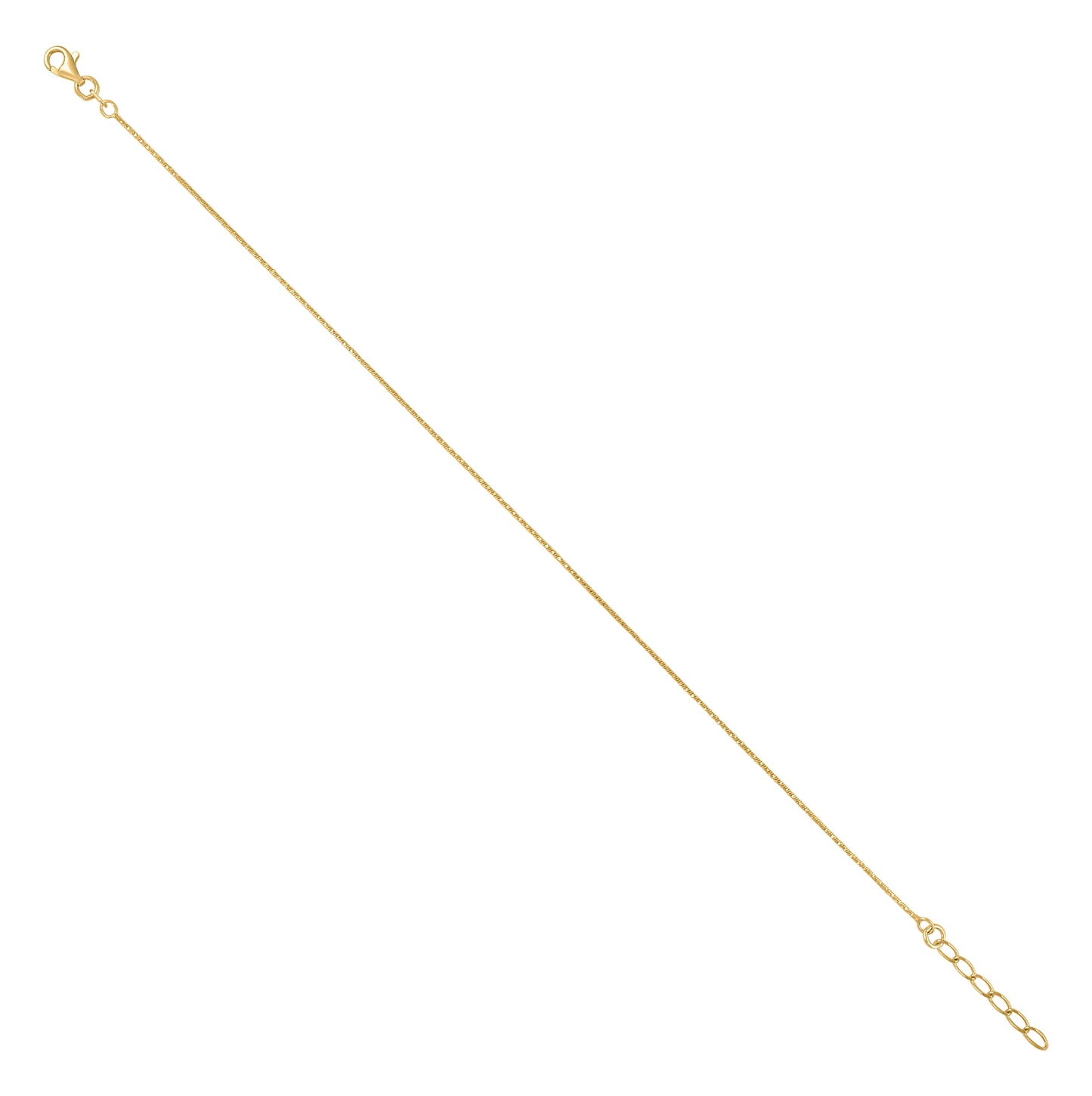 Sterling Silver Yellow-Tone Womens Fancy Chain Anklet 0.9 mm Size 10 Inches