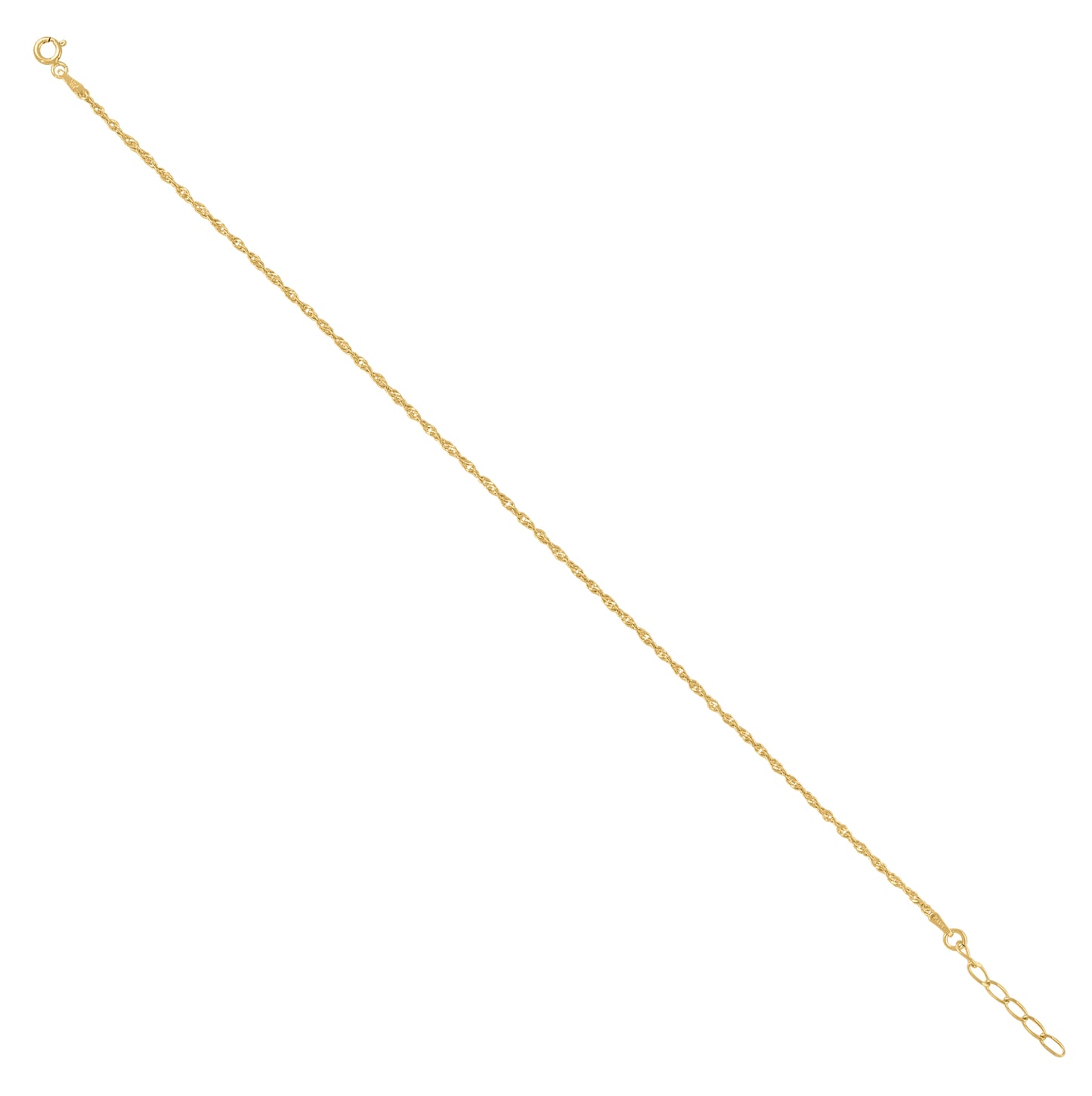 Sterling Silver Womens Singapore Chain Anklet 1.7 mm Size 10 Inches