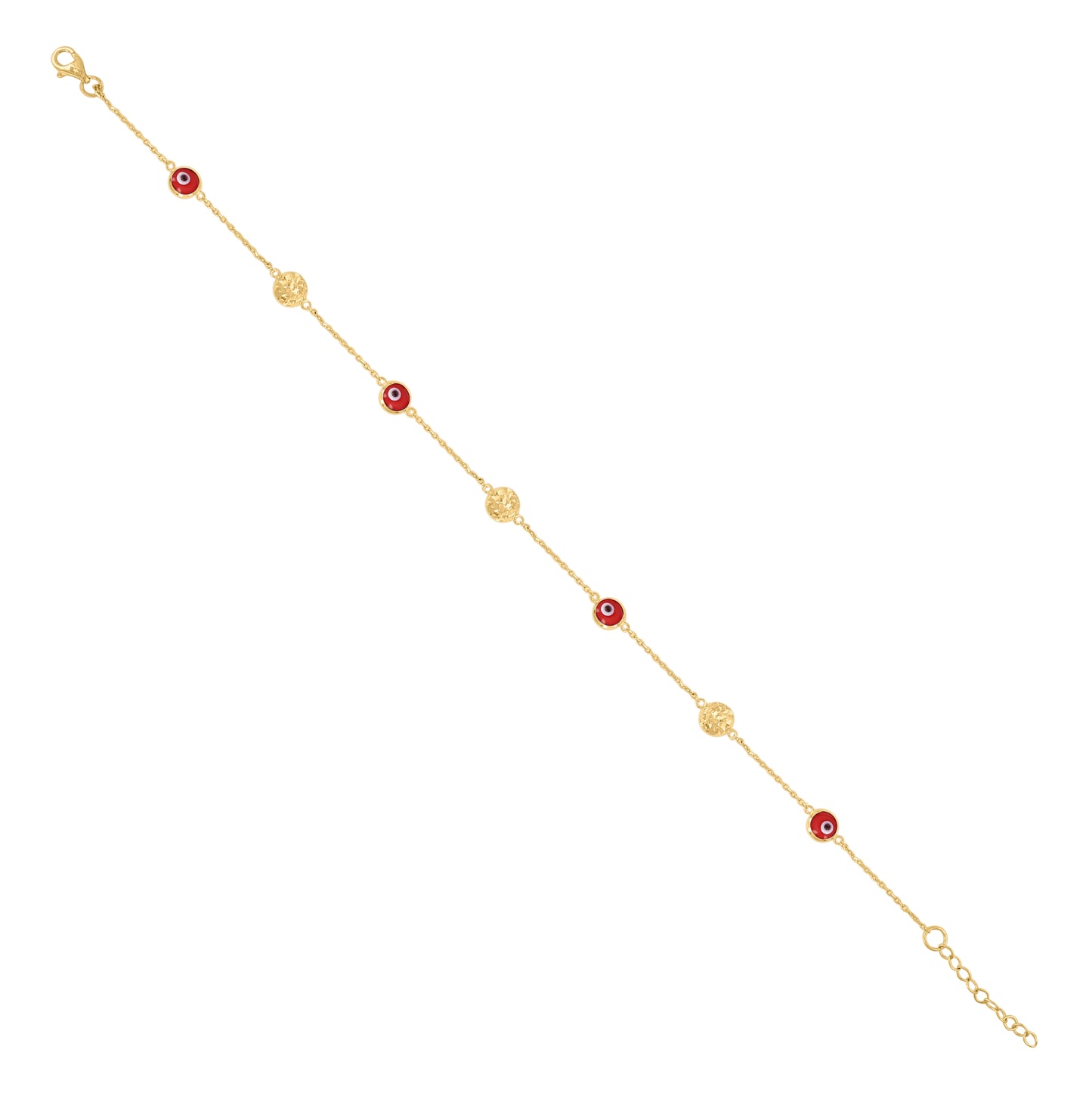 10K Yellow Gold Womens Enamel Evil Eye Chain Anklet Size 10 Inches