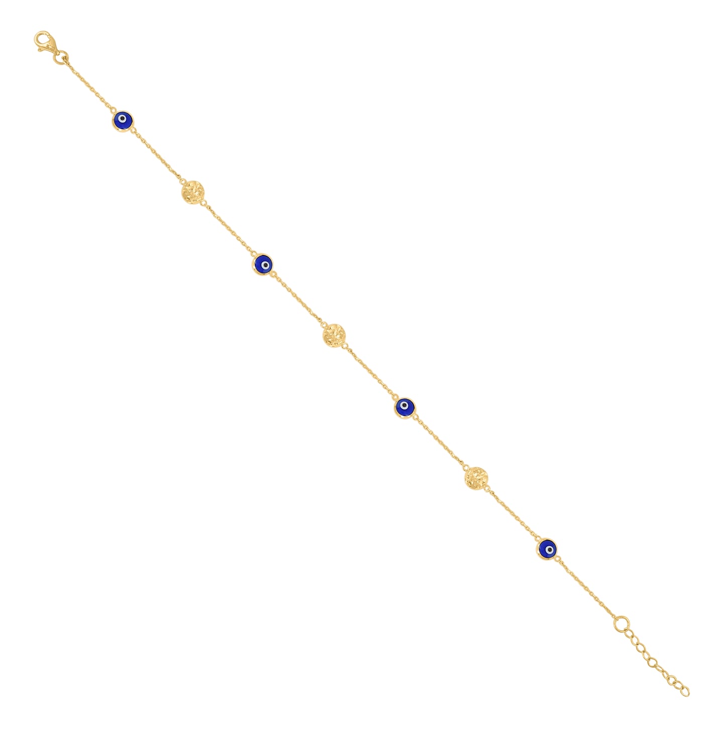 10K Yellow Gold Womens Enamel Evil Eye Chain Anklet Size 10 Inches