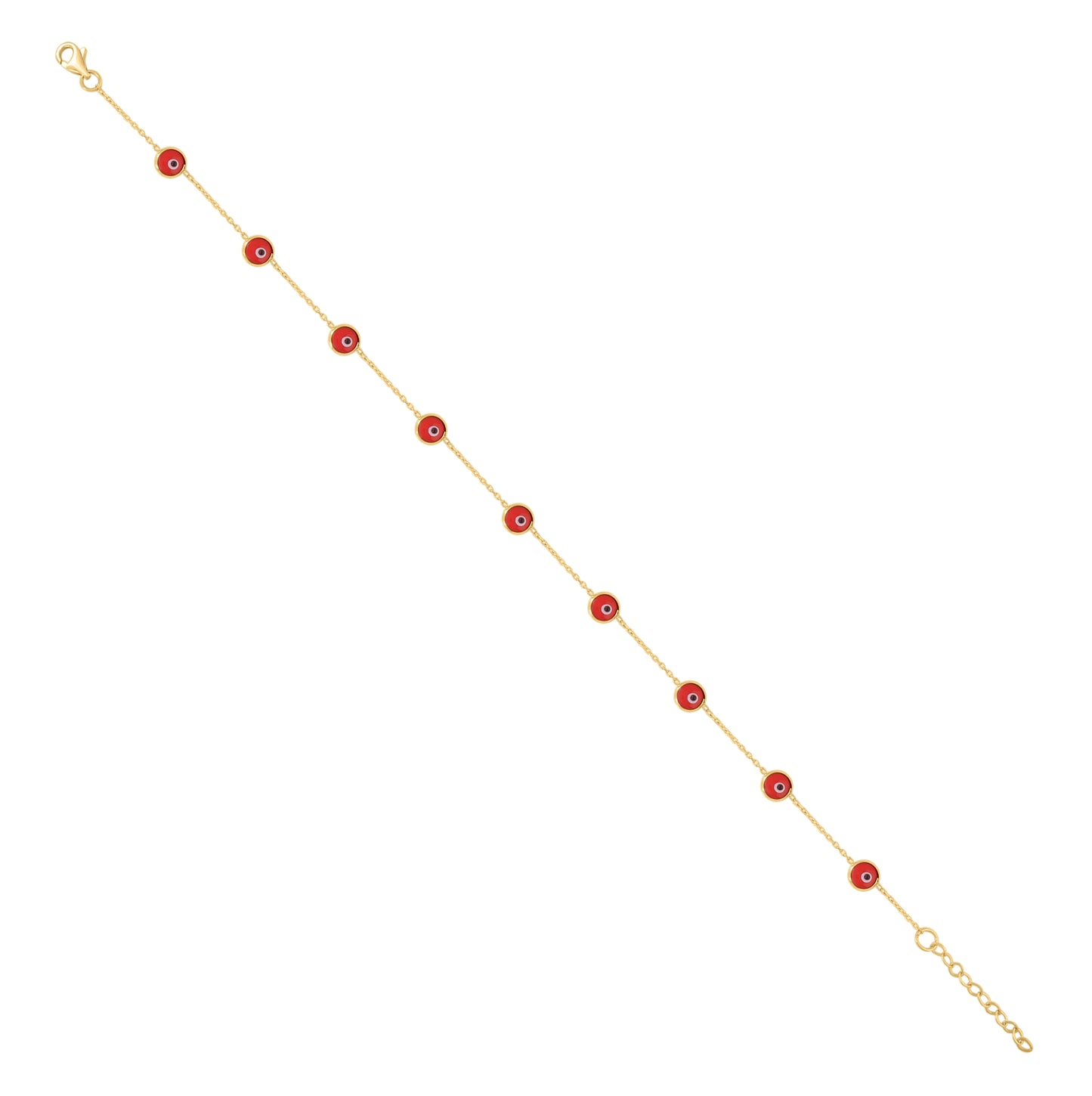 10K Yellow Gold Womens Enamel Evil Eye Chain Anklet Size 10 Inches