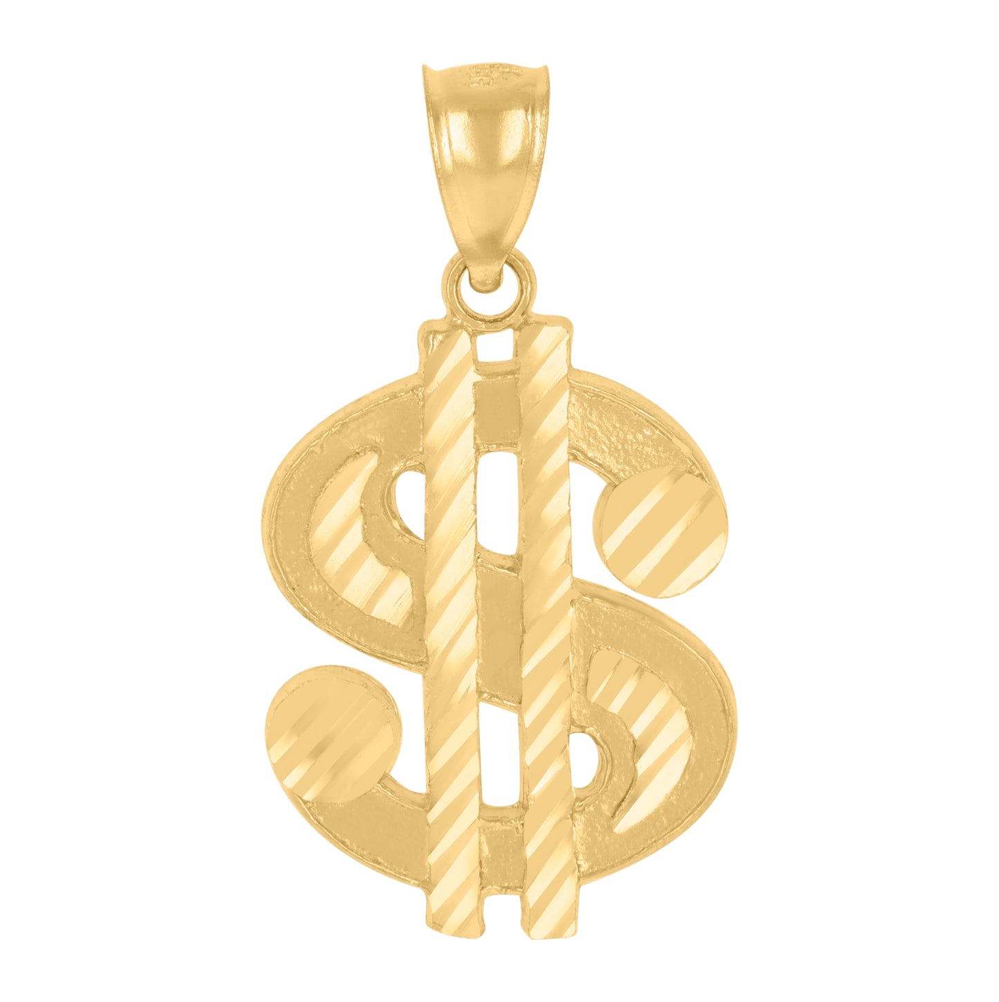 10K Yellow Gold Mens Dollar Sign Currency Charm Pendant