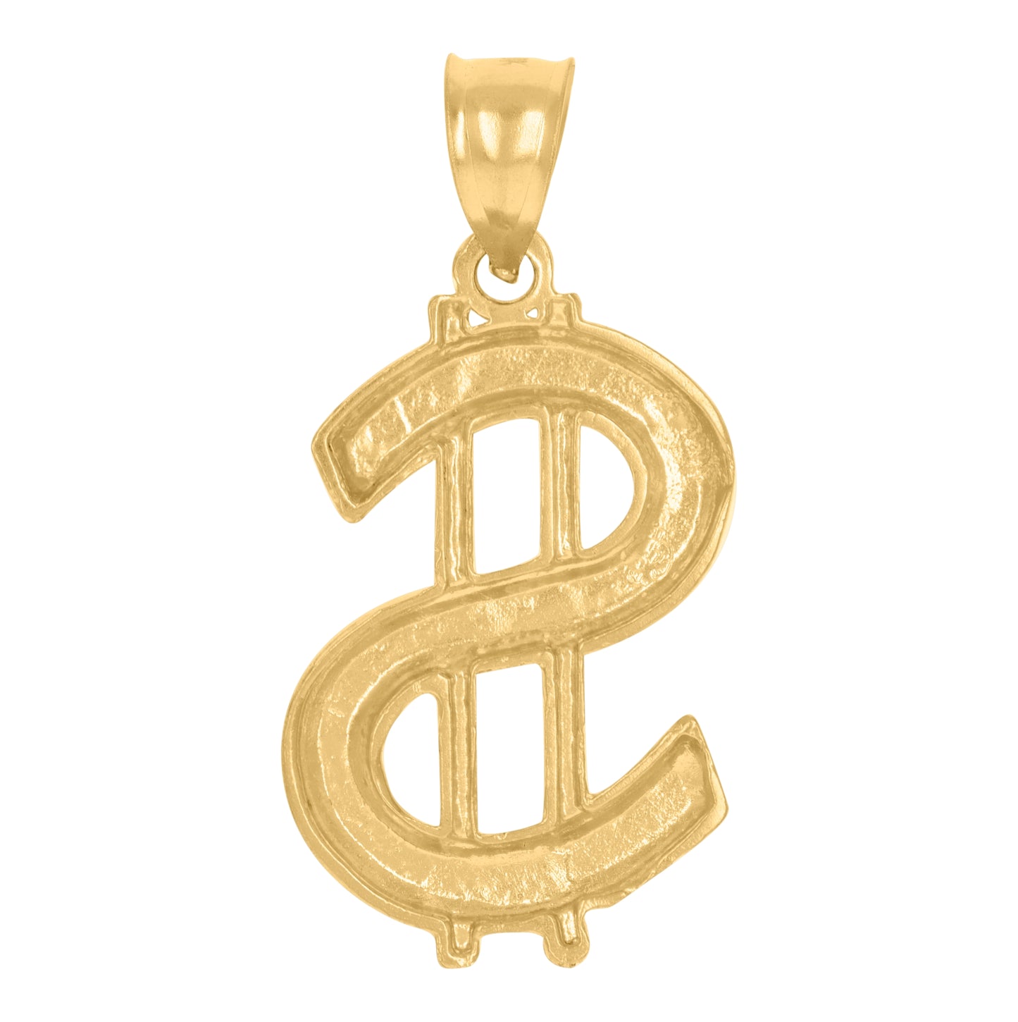 10K Yellow Gold Mens Dollar Sign Currency Charm Pendant