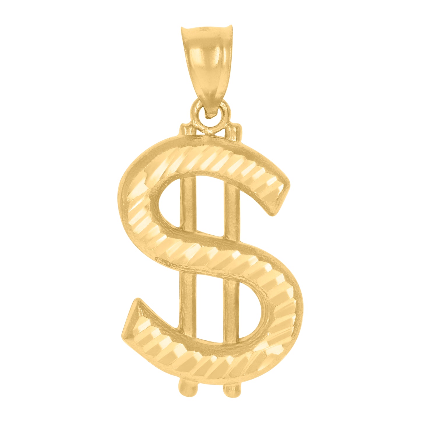 10K Yellow Gold Mens Dollar Sign Currency Charm Pendant