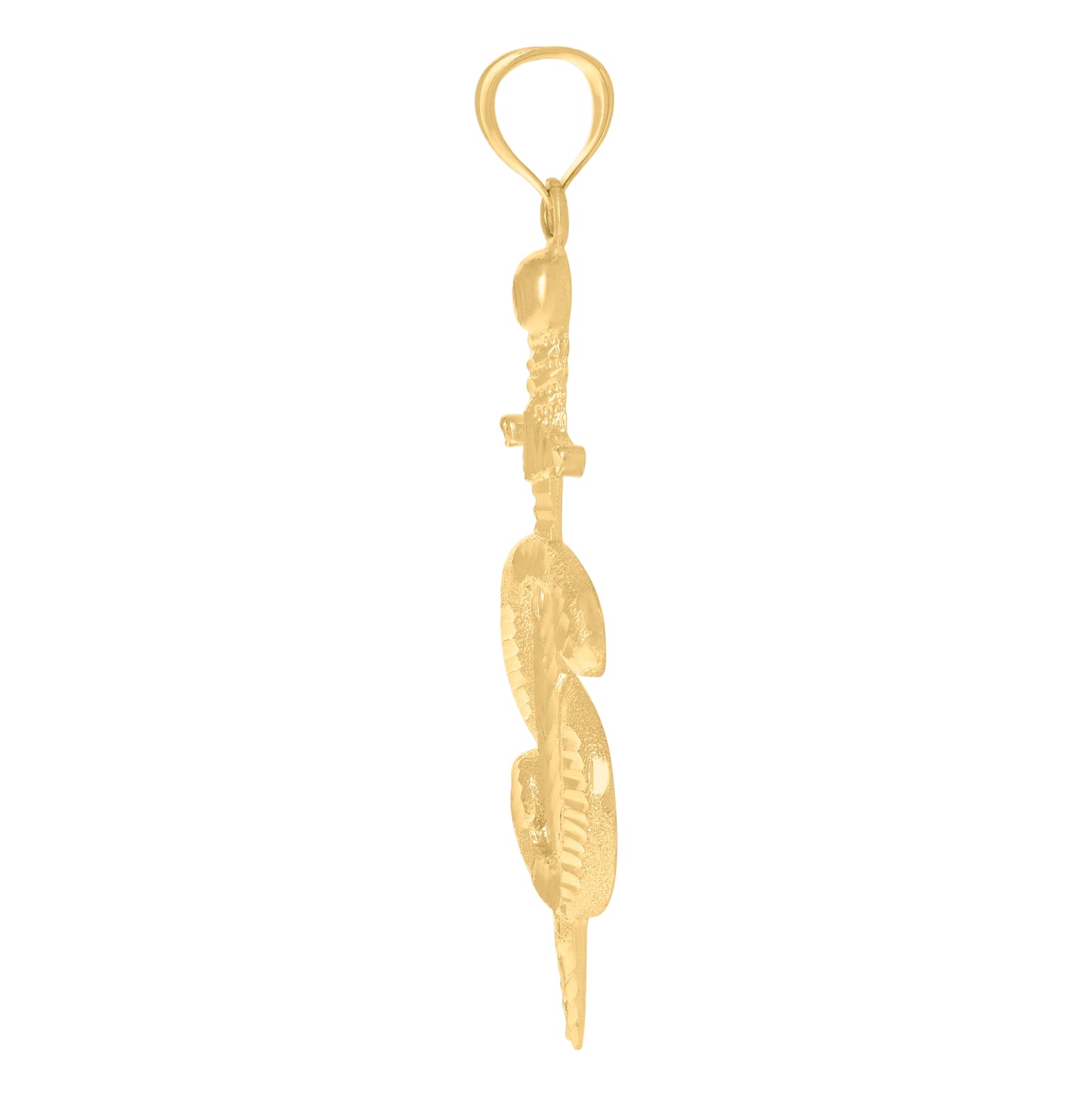 10K Yellow Gold Mens Sword Dollar Sign Currency Charm Pendant