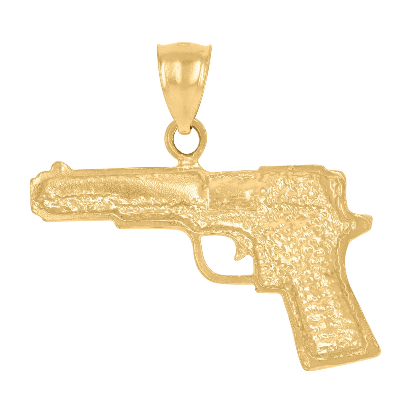 10K Yellow Gold Mens Pistol Weapon Charm Pendant