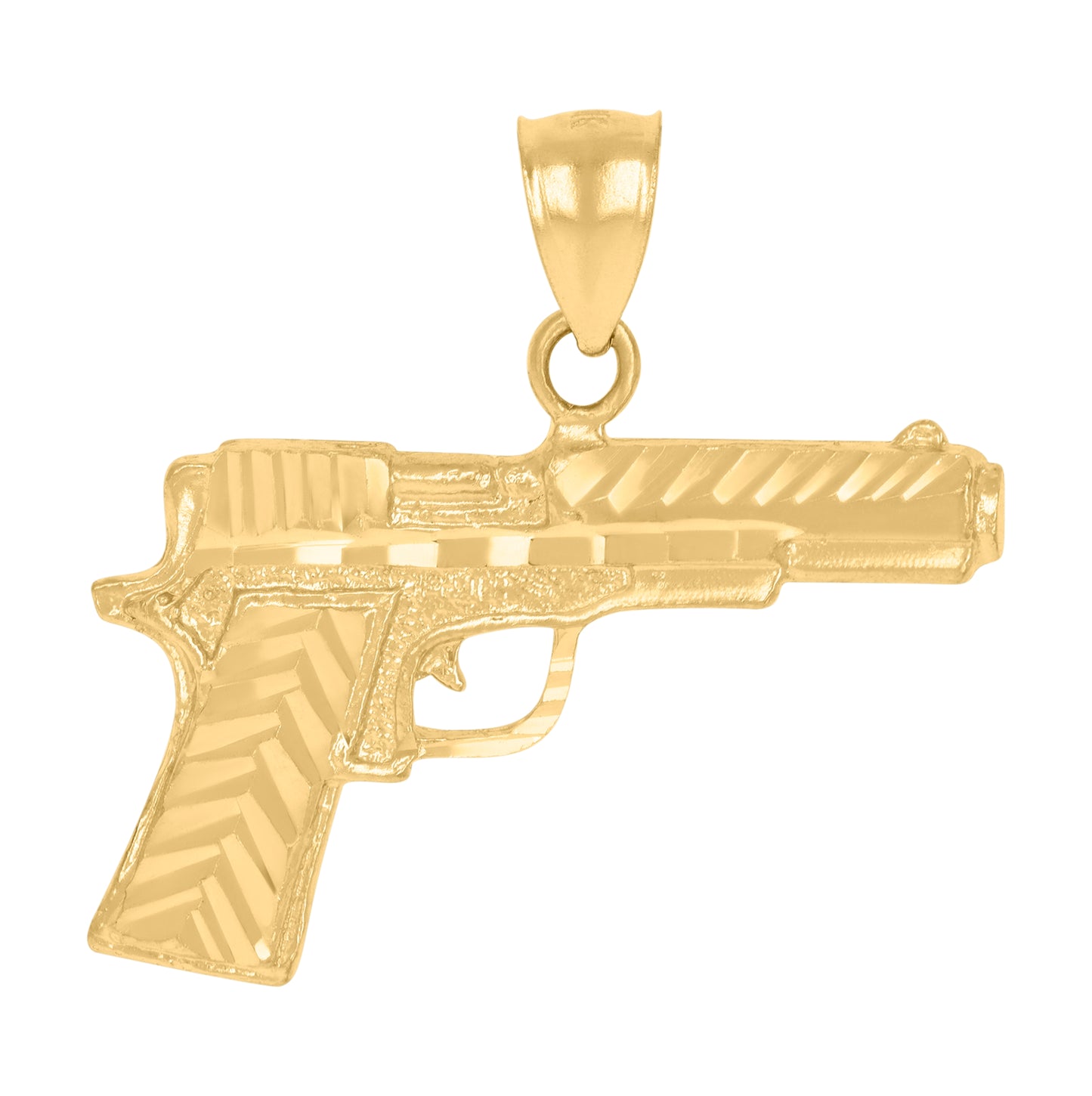10K Yellow Gold Mens Pistol Weapon Charm Pendant