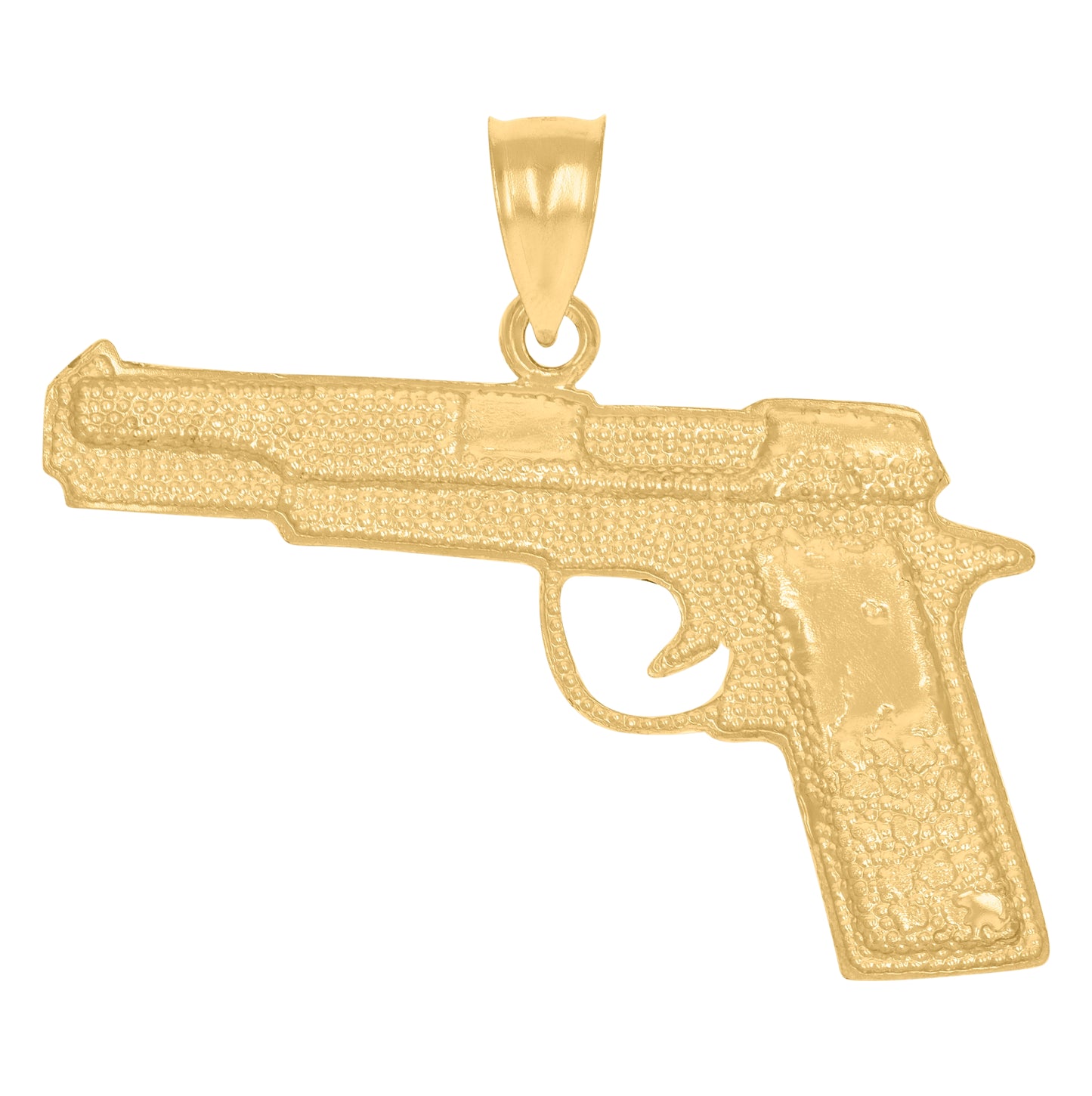 10K Yellow Gold Mens Pistol Weapon Charm Pendant