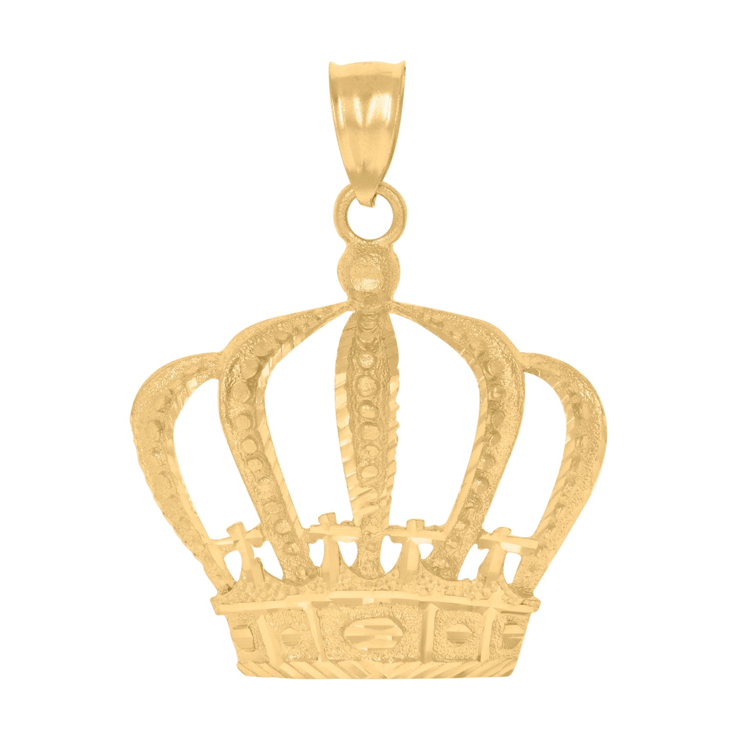 10K Yellow Gold Mens Crown Fashion Charm Pendant