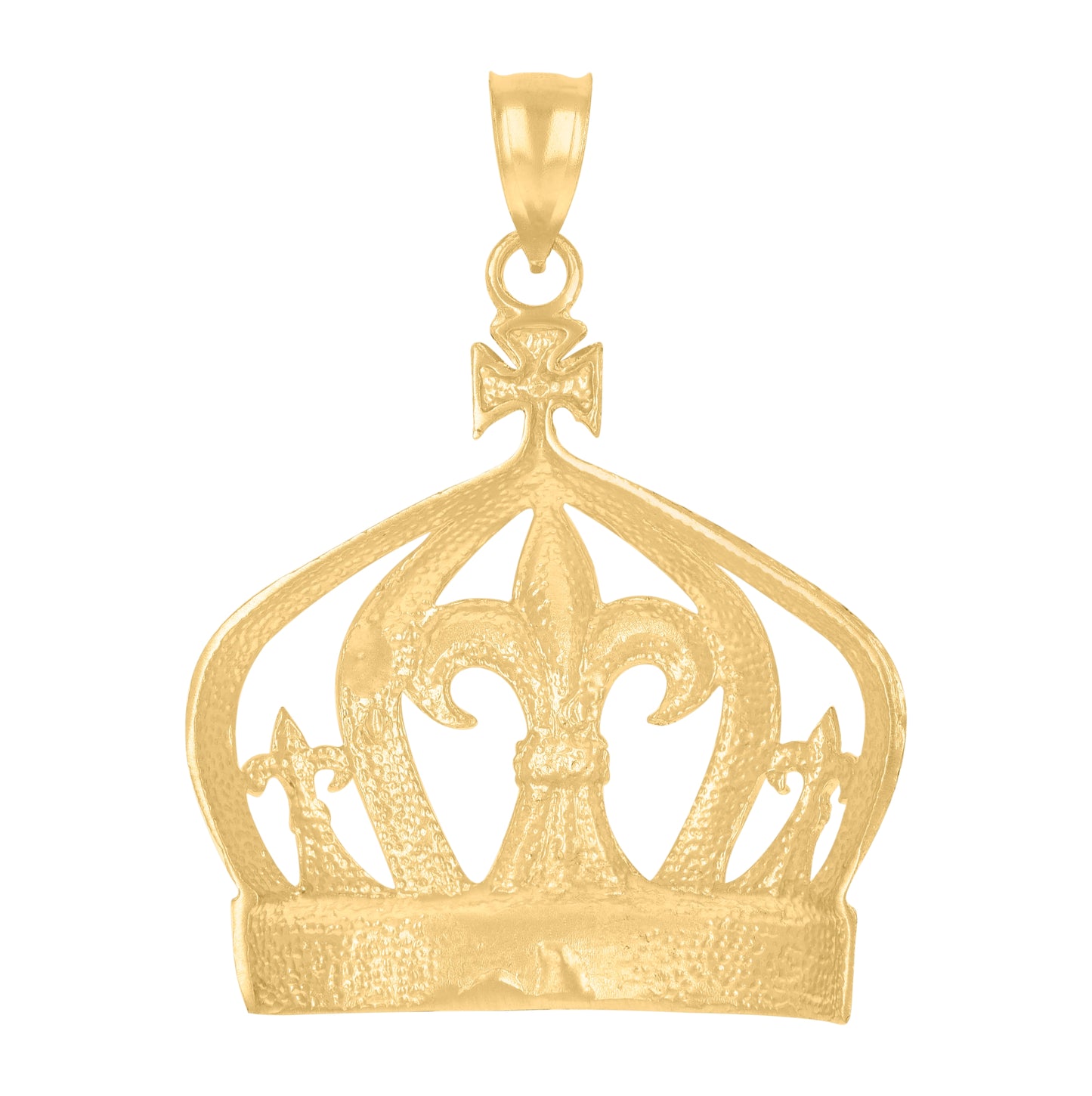 10K Yellow Gold Mens Crown Fashion Charm Pendant