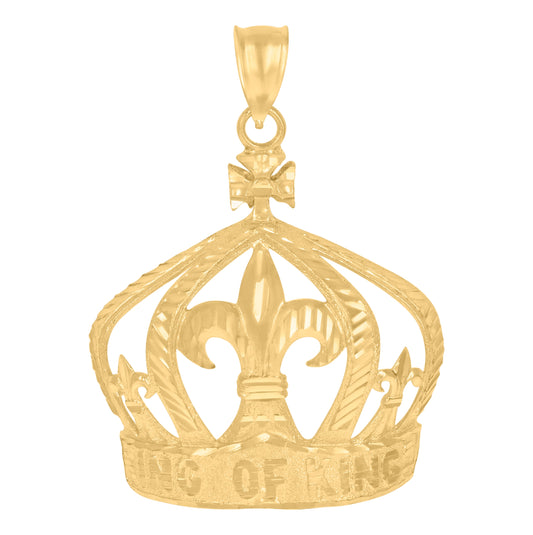 10K Yellow Gold Mens Crown Fashion Charm Pendant