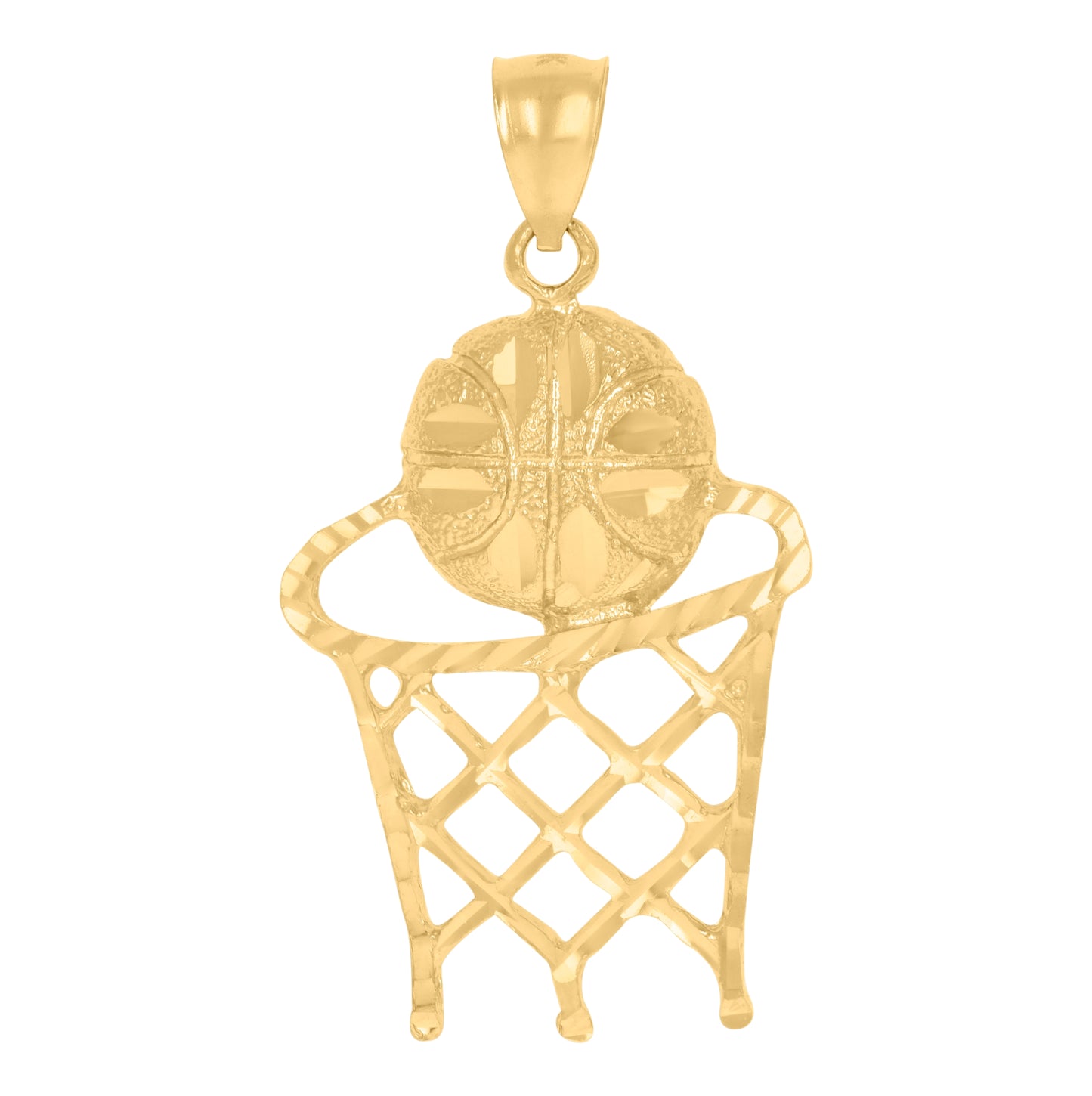10K Yellow Gold Mens Basket Ball Sports Charm Pendant