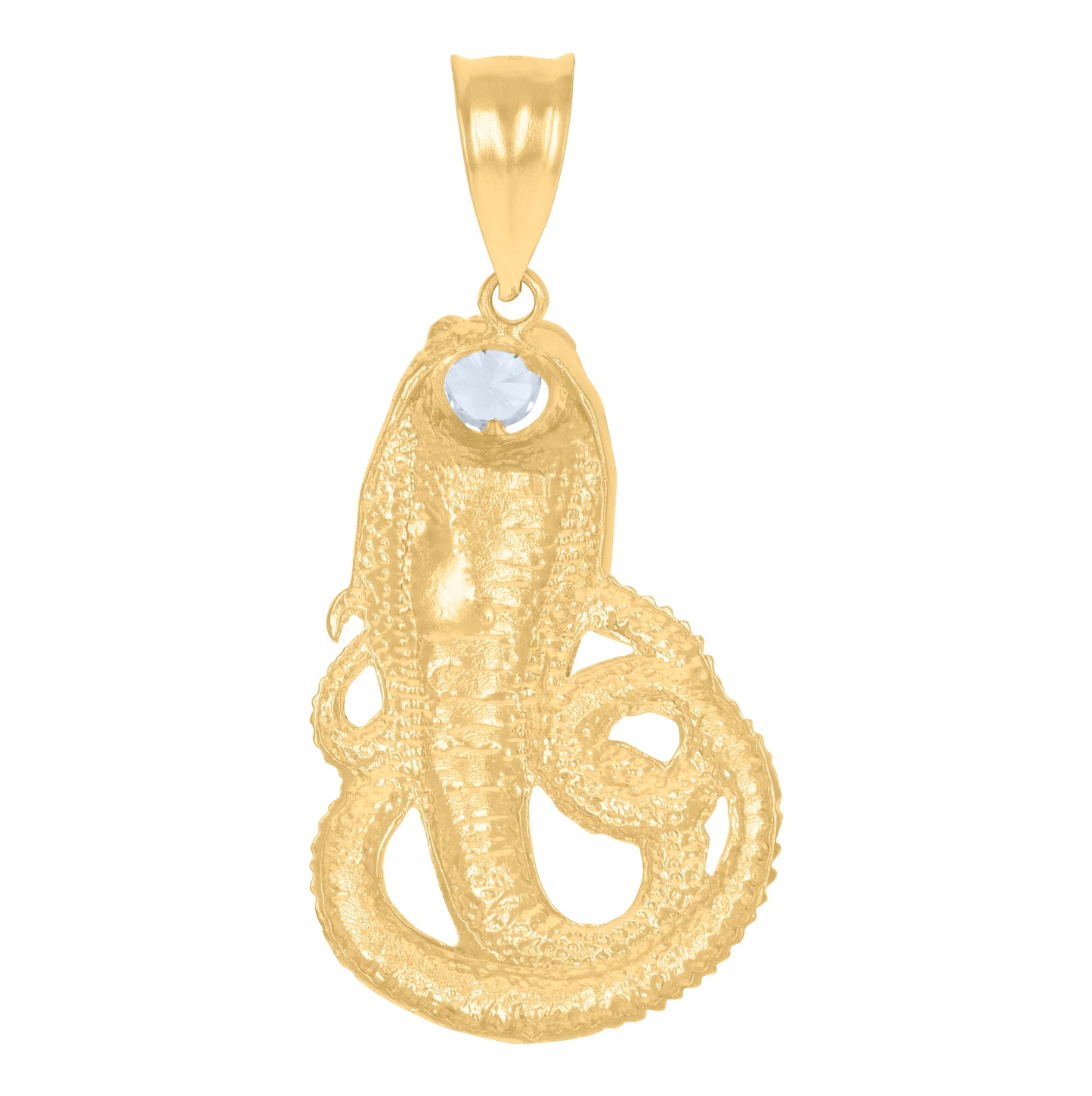 10K Yellow Gold Mens Cubic-Zirconia Snake Reptiles Wildlife Charm Pendant