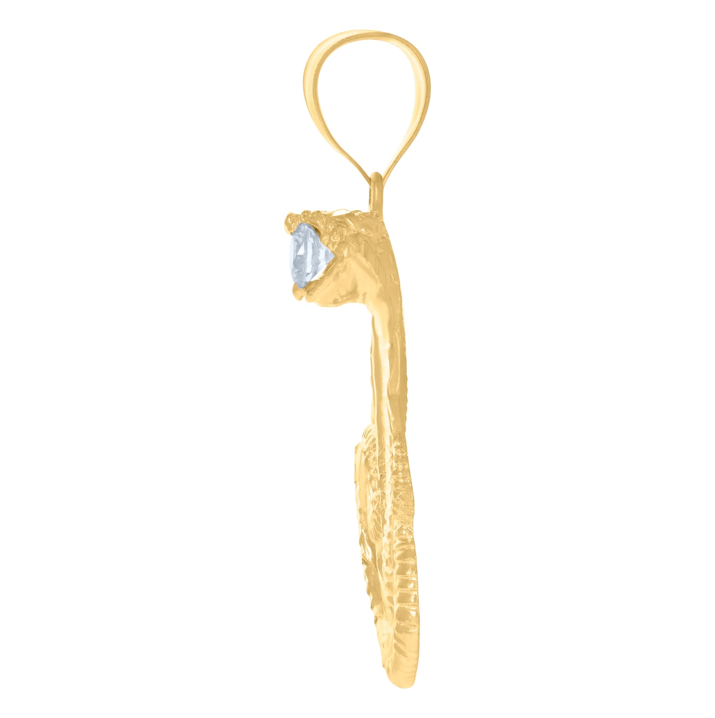 10K Yellow Gold Mens Cubic-Zirconia Snake Reptiles Wildlife Charm Pendant