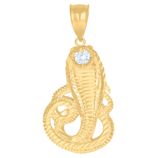 10K Yellow Gold Mens Cubic-Zirconia Snake Reptiles Wildlife Charm Pendant