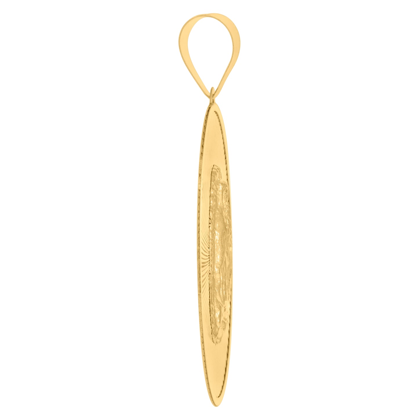 10K Yellow Gold Mens Guadalupe Religious Oval Medallion Charm Pendant