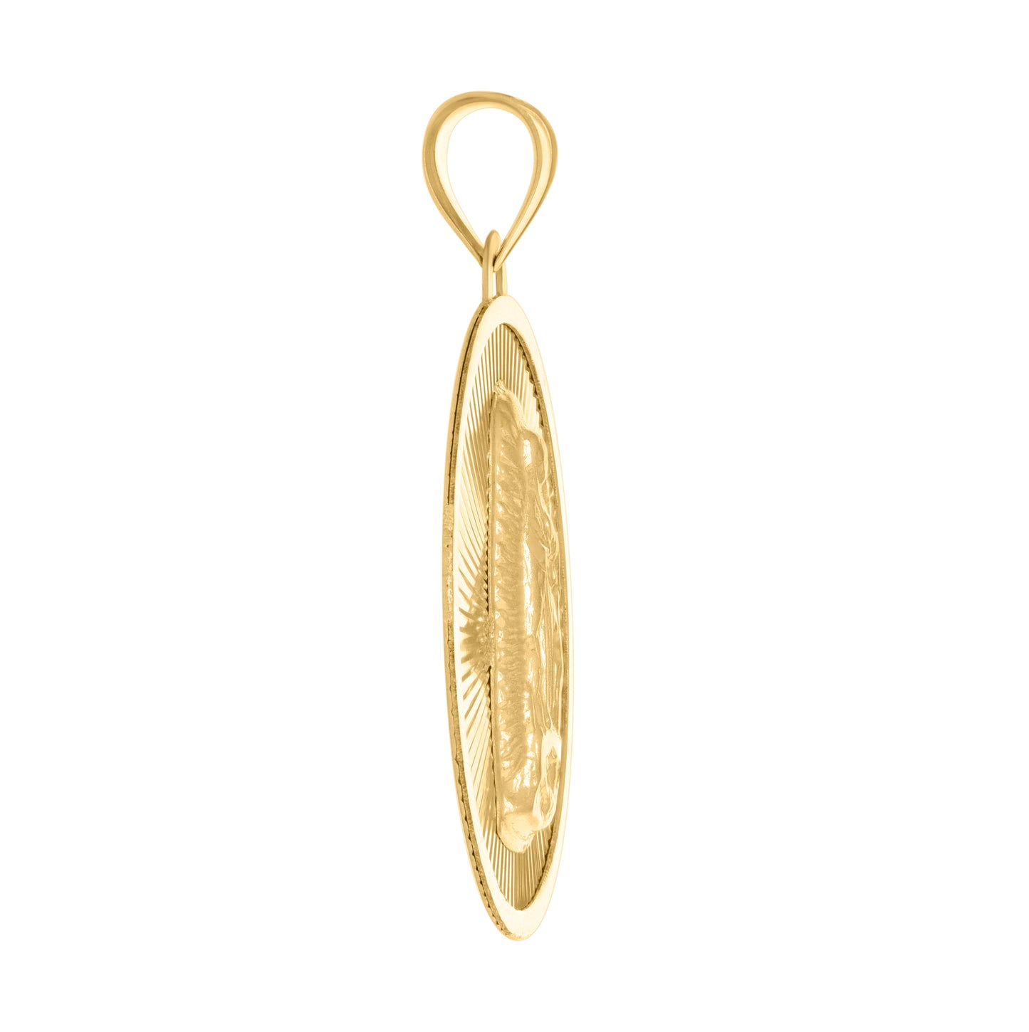 10K Yellow Gold Mens Guadalupe Religious Round Medallion Charm Pendant