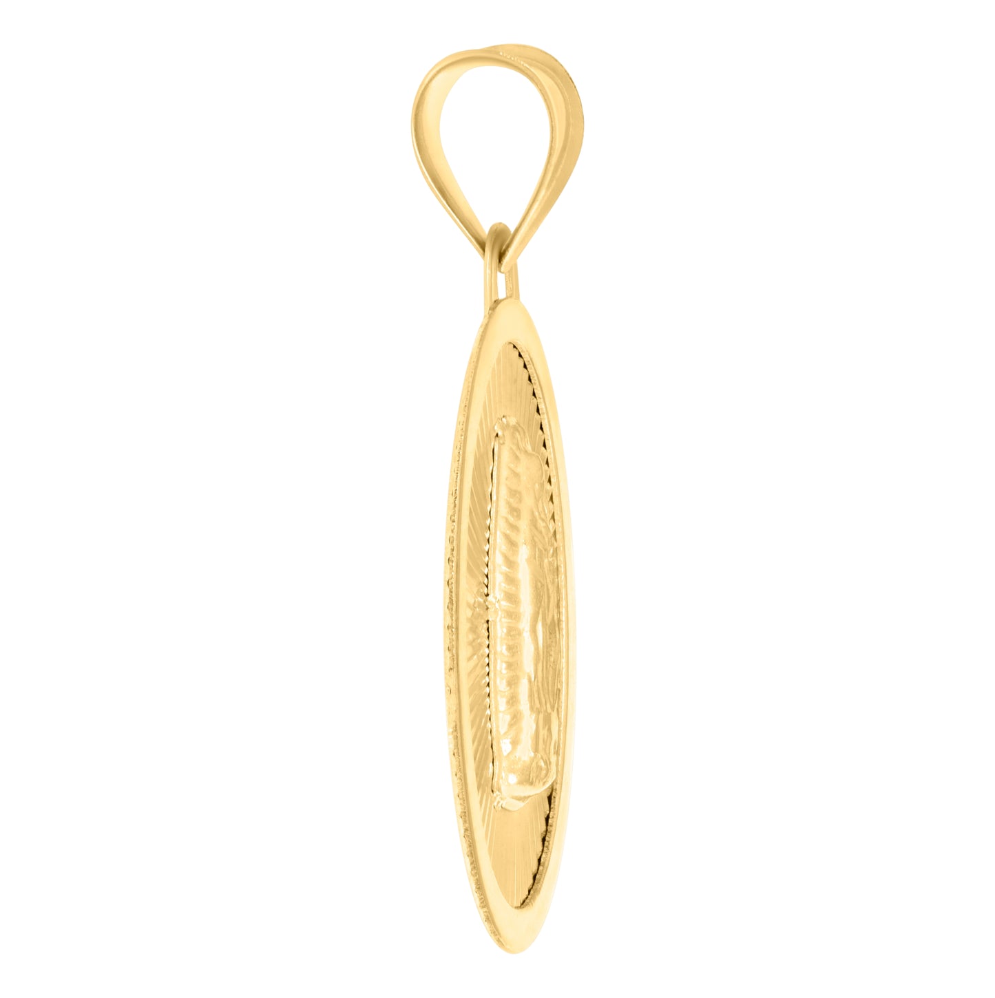 10K Yellow Gold Mens Guadalupe Religious Oval Medallion Charm Pendant