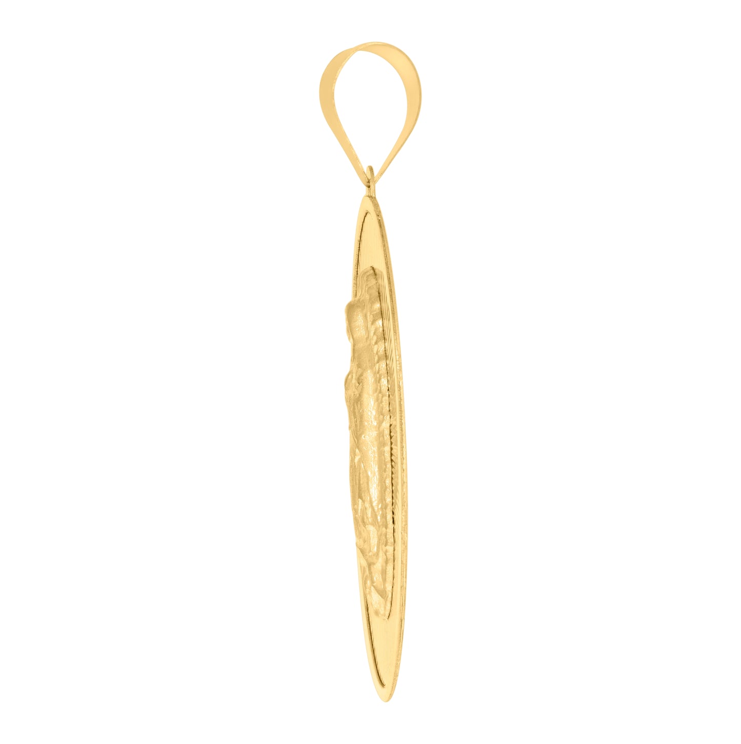 10K Yellow Gold Mens Guadalupe Religious Oval Medallion Charm Pendant