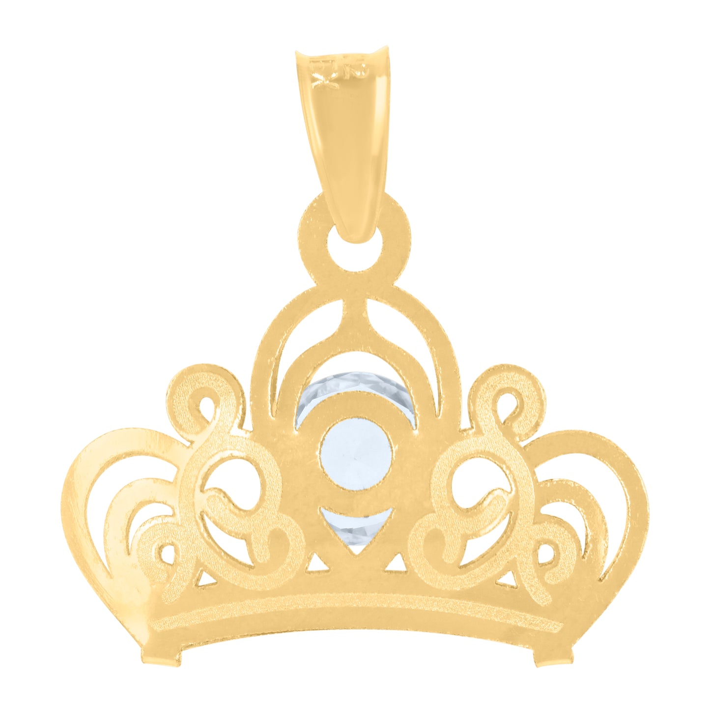 14K Yellow Gold Mens Pear Cubic-Zirconia Crown Fashion Charm Pendant