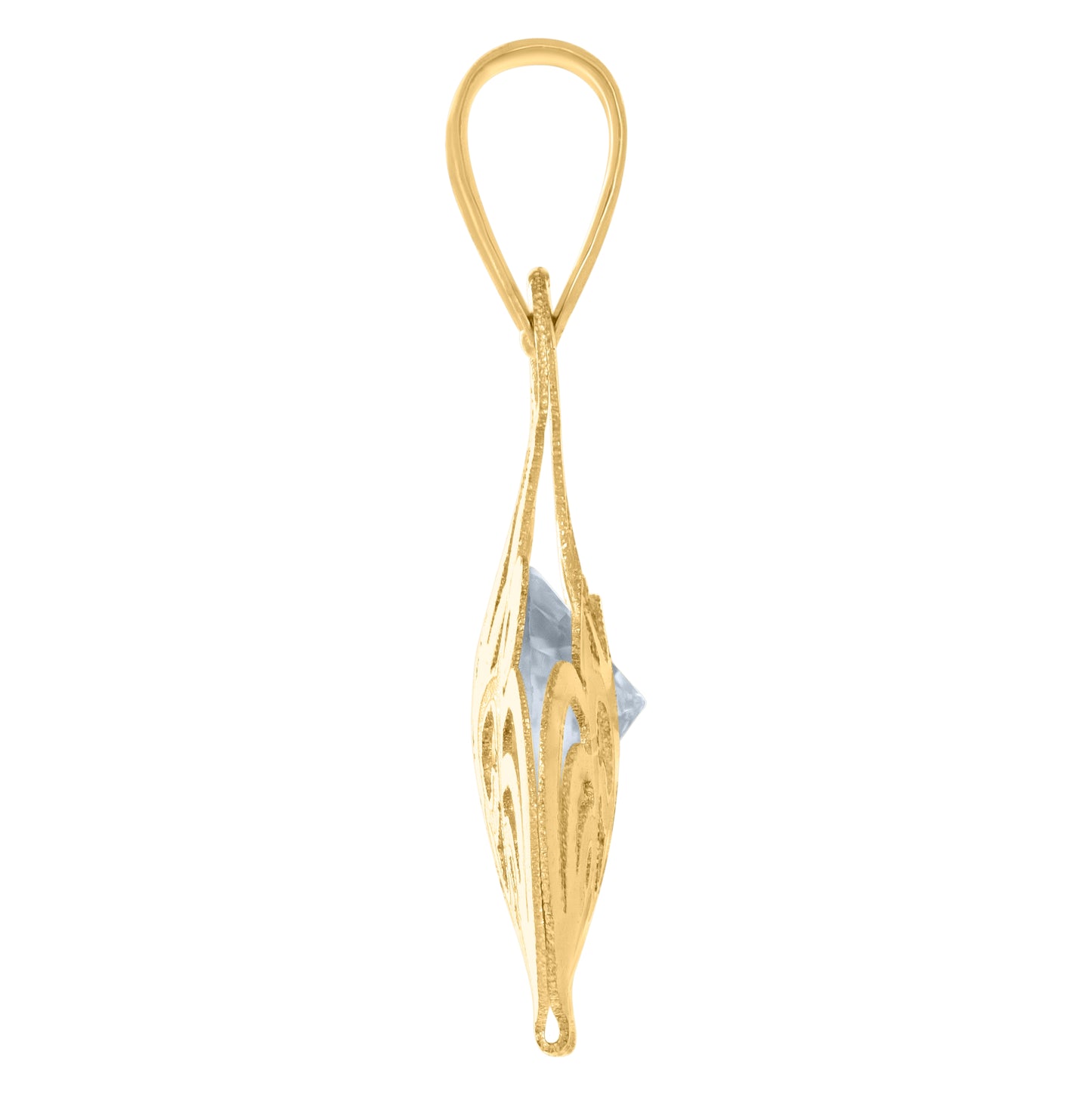 14K Yellow Gold Mens Pear Cubic-Zirconia Crown Fashion Charm Pendant