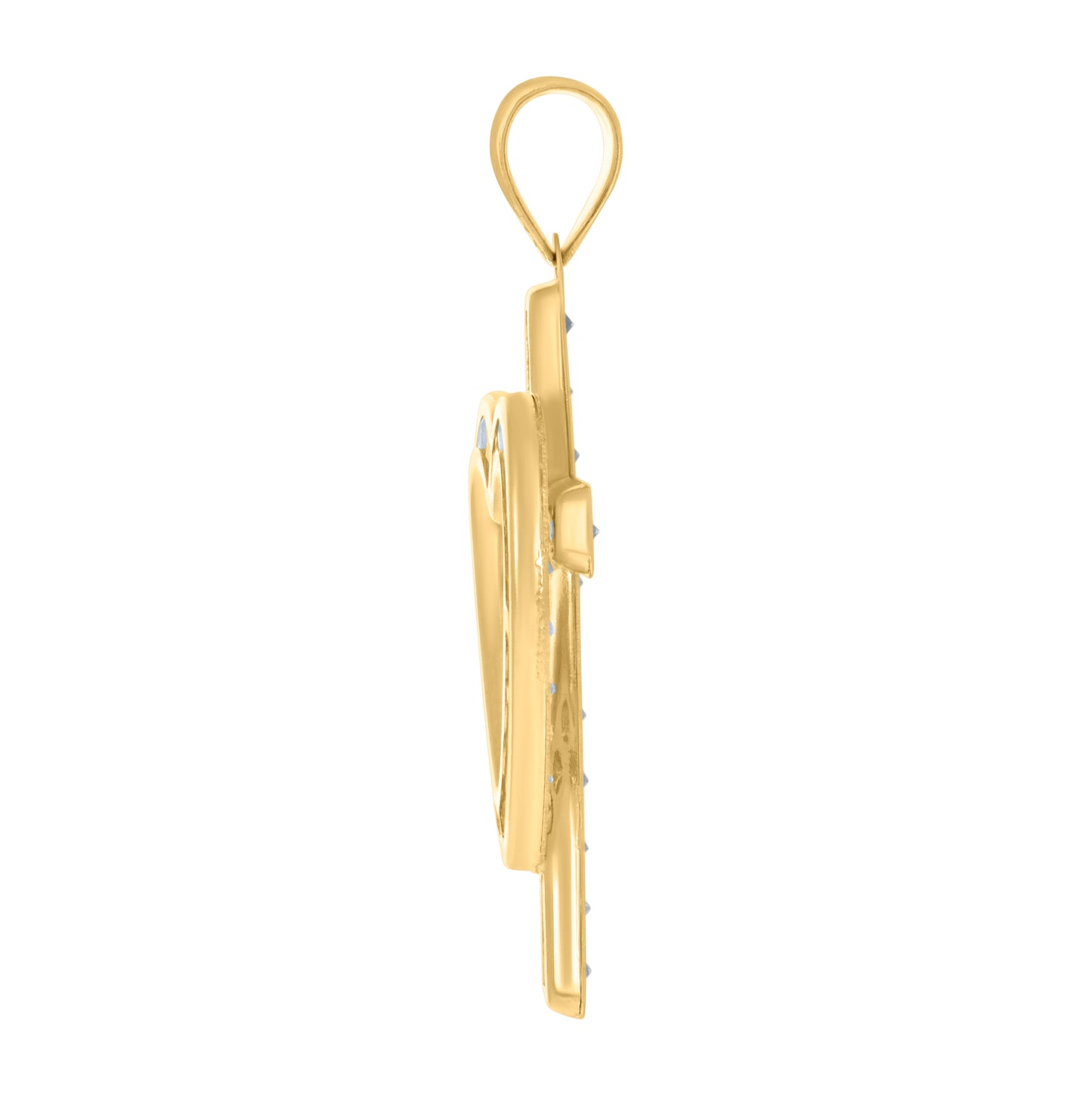 14K Yellow Gold Womens Cubic-Zirconia Heart Cross Charm Pendant